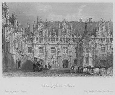 Justice Palace, Rouen (gravering) af Thomas (after) Allom