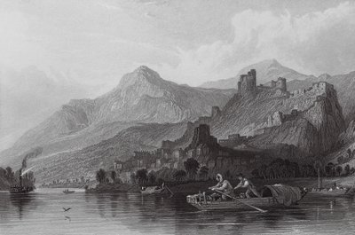 Rochemaure, ved Rhone (kobberstik) af Thomas (after) Allom