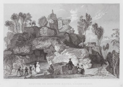 Rooter eller Roo-tor Rocks, Derbyshire (gravering) af Thomas (after) Allom