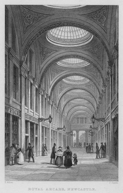 Royal Arcade, Newcastle (gravering) af Thomas (after) Allom