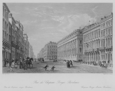 Rue du Chapeau Rouge, Bordeaux (gravering) af Thomas (after) Allom