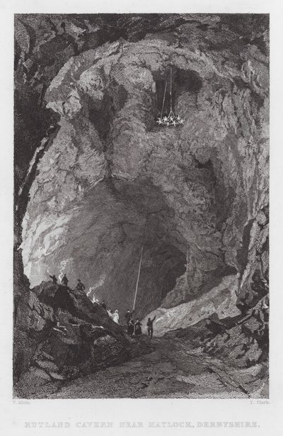 Rutland Cavern, nær Matlock, Derbyshire (gravering) af Thomas (after) Allom