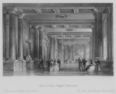 Saloon af Louis Philippe, Fontainbleau (gravering) af Thomas (after) Allom