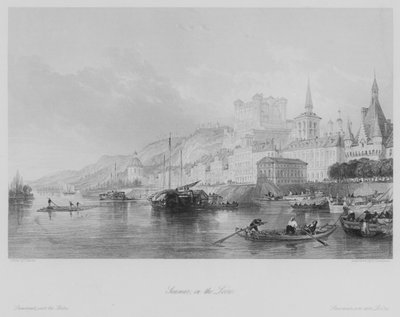 Saumur, ved Loire (gravering) af Thomas (after) Allom