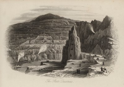 Skiferbrud, Bethesda, North Wales (gravering) af Thomas (after) Allom