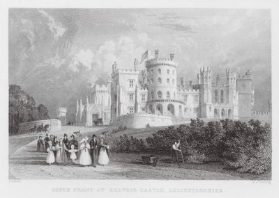 Sydfronten af Belvoir Castle, Leicestershire (gravering) af Thomas (after) Allom