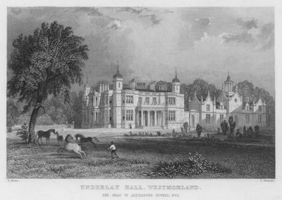 Underlay Hall, Westmorland, sæde for Alexander Nowell (gravering) af Thomas (after) Allom