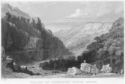 Valley of Linmouth, North Devon (gravering) af Thomas (after) Allom