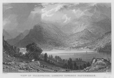 Udsigt over Ulleswater, ser mod Patterdale (gravering) af Thomas (after) Allom