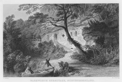 Warkworth Hermitage, Northumberland (gravering) af Thomas (after) Allom
