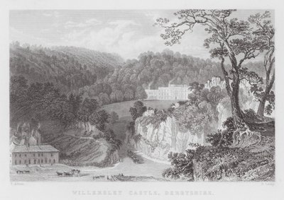 Willersley Castle, Derbyshire (gravering) af Thomas (after) Allom