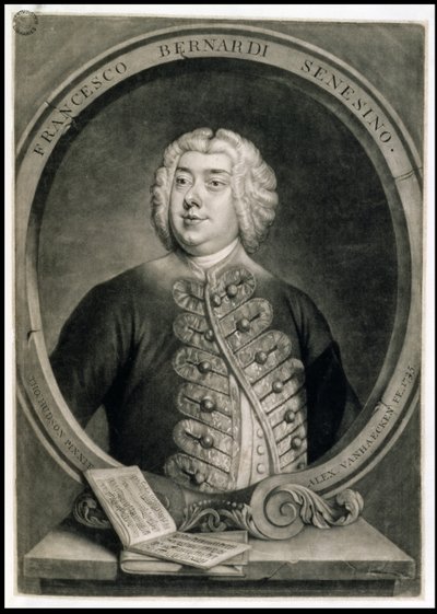 Francesco Bernardi Senesino, graveret af Alexander van Haecken (1701-58) af Thomas (after) Hudson