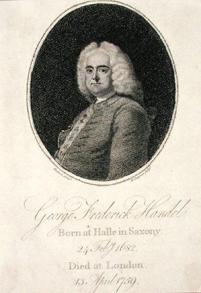 George Frederick Handel (1685-1759) graveret af W. Chapman (gravering) af Thomas (after) Hudson