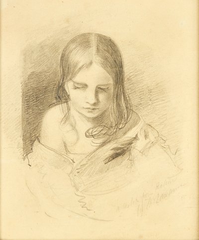 En skitse fra naturen, der siges at være Ines Fletcher (blyant) af Thomas (after) Lawrence