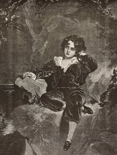 Portræt af Master Lambton som dreng, Charles William Lambton, the Red Boy, gravering fra et maleri af Thomas Lawrence fra L