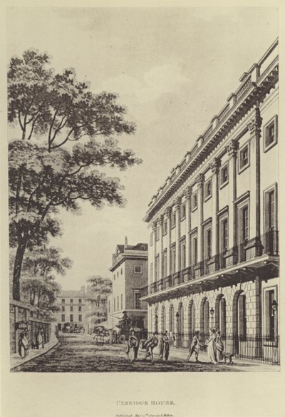 Den vestlige afdeling af Bank of England i Burlington Gardens (litho) af Thomas (after) Malton