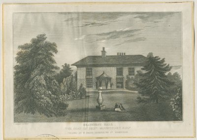 Checkley - Beauhurst Hall: gravering, nd [c 1820-1830] (tryk) af Thomas (after) Underwood