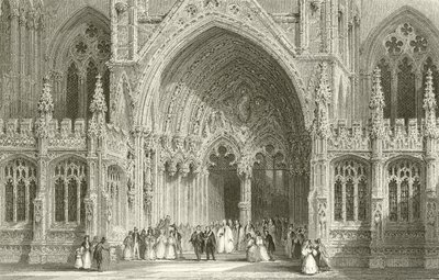 Indgang til Lincoln Cathedral af Thomas Allom