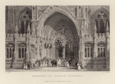 Indgangen til Lincoln Cathedral af Thomas Allom