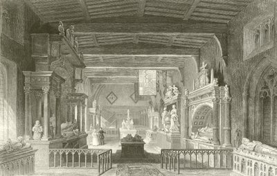 Monumenter til Earls of Rutland i Bottesford Church, Leicestershire af Thomas Allom