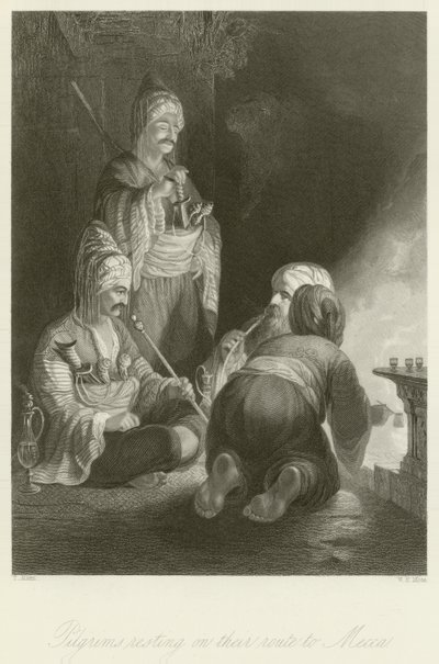 Pilgrimme hviler på deres rute til Mekka af Thomas Allom