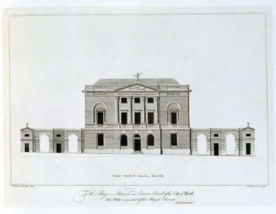 Rådhuset, Bath, graveret af T. Bonnor af Thomas Baldwin