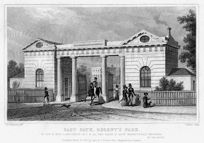 East Gate, Regents Park, London, 1827. af Thomas Barber