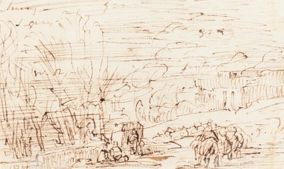 Figurer i et landskab [verso] af Thomas Barker