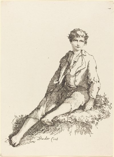 Ung dreng siddende af Thomas Barker