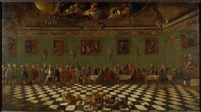 Det engelske klubhus i Firenze (olie på lærred) af Thomas and Batoni Pompeo Girolamo Patch