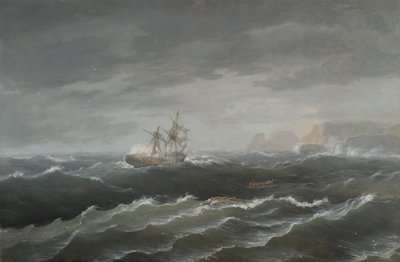 Forlis nær en klippekyst af Thomas Birch
