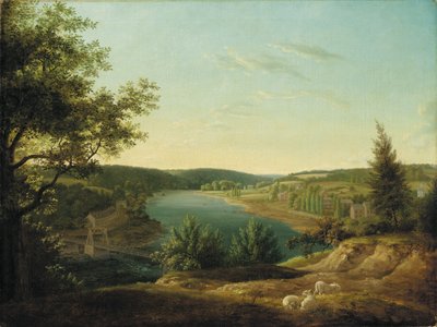 Udsigt over Chain Bridge og Falls of the Schuylkill, Five Miles fra Philadelphia af Thomas Birch