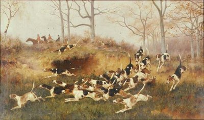 In Full Cry, ca. 1880 (olie på lærred) af Thomas Blinks