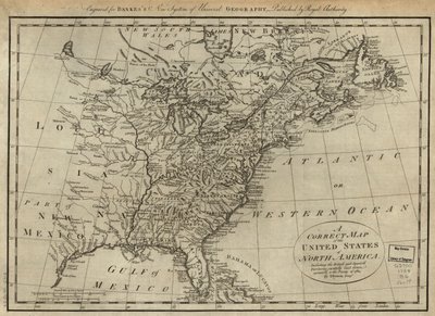 Et korrekt kort over Nordamerikas Forenede Stater; inklusive de britiske og spanske territorier, omhyggeligt fastlagt i overensstemmelse med traktaten af 1784. LOC 74692103 af Thomas Bowen