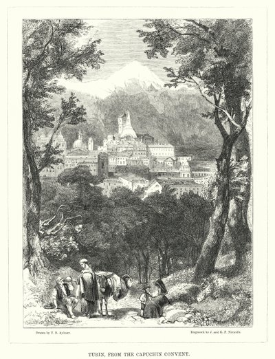 Torino, fra Kapucinerklosteret (gravering) af Thomas Brabazon Aylmer