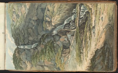 Album af Landskabs- og Figurstudier. Et vandfald af Thomas Bradshaw
