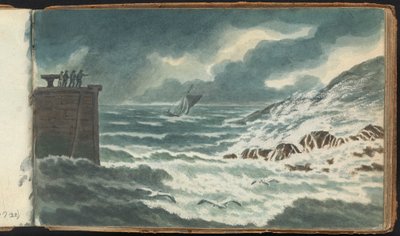 Album med landskabs- og figurstudier: Storm på havet af Thomas Bradshaw