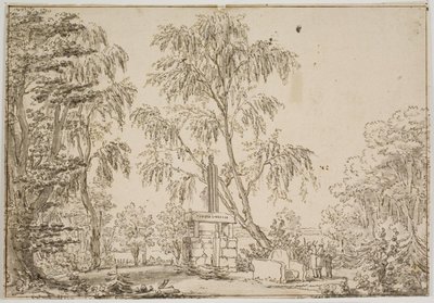 Parti fra Fredensborg have med "den forblommede antique" og Esrom sø i baggrunden af Thomas Bruun
