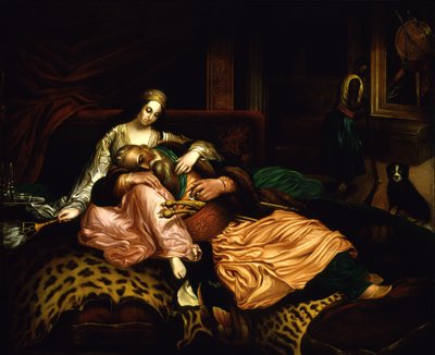 Interiørscene med sultan og konkubine. af Thomas Buchanan Read
