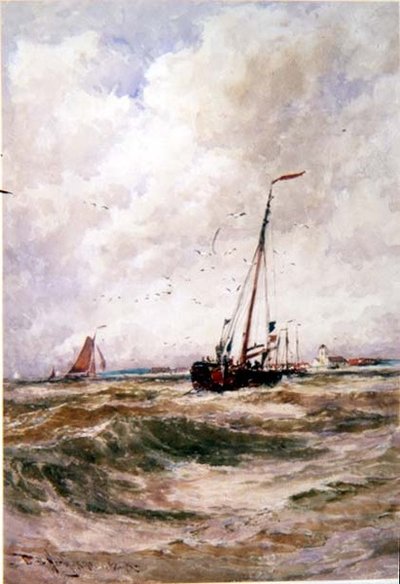 Fiskerbåde ud for Katwick af Thomas Bush Hardy