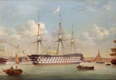 H.M.S. Britannia ligger ud for Plymouth af Thomas Buttersworth
