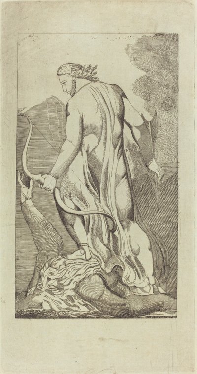 Kristus tramper Satan af Thomas Butts, Jr. after William Blake