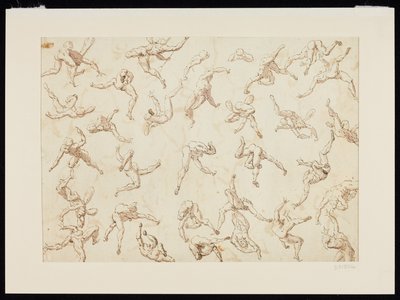 Ark med figurstudier (pen og blæk på papir) af Thomas Carwitham