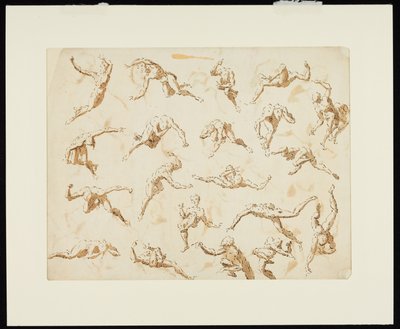 Ark med figurstudier (pen og blæk på papir) af Thomas Carwitham