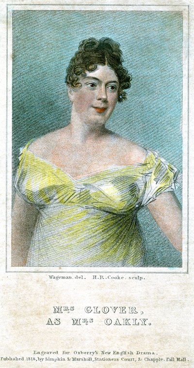 Mrs Clover, som Mrs Oakly, 1818 af Thomas Charles Wageman
