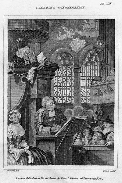 Sovende menighed, 1700-tallet. af Thomas Clerk