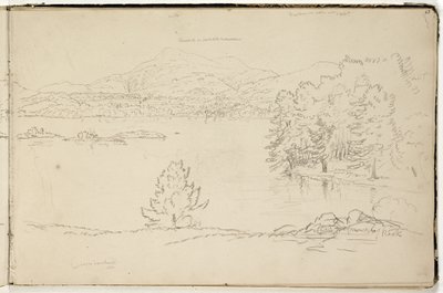 Hoosick eller Saddle Mountain and Lake nær Pittsfield, ca. 1832 (blyant på offwhite papir) (se også 3525969) af Thomas Cole