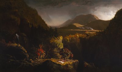 Landskab med figurer: En scene fra "Den sidste mohikaner" af Thomas Cole