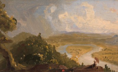 Skitse til udsigt fra Mount Holyoke, Northampton, Massachusetts, efter et tordenvejr (The Oxbow) af Thomas Cole