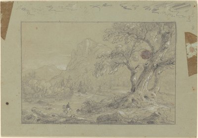 Studie til "The Mountain Ford" af Thomas Cole